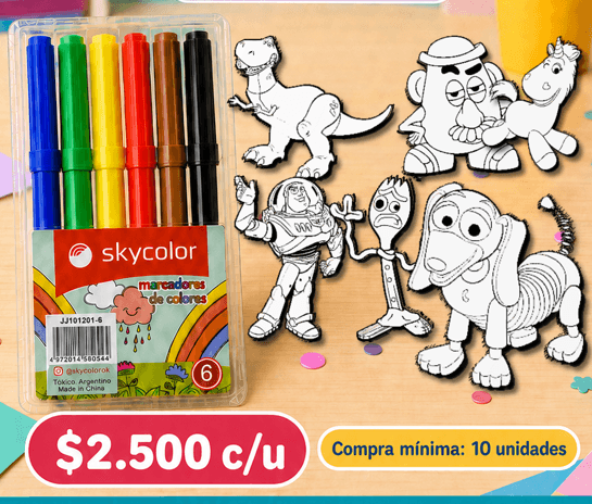 PACK FIGURAS PARA PINTAR + 6 MARCADORES
